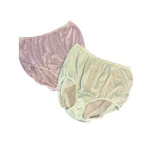 Vintage 2 Pair Underscore Nylon Full Brief Panties Lavender & Mint Sz 10 NWOT